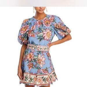 FARM Rio bouquet Floral Puff Sleeve Mini Dress